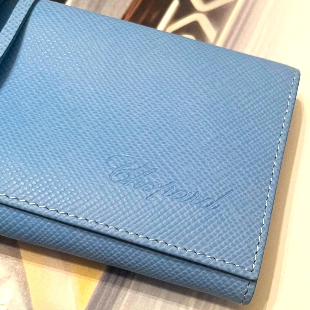 Chopard Sky Blue Leather Jewelry Roll Travel Pouch